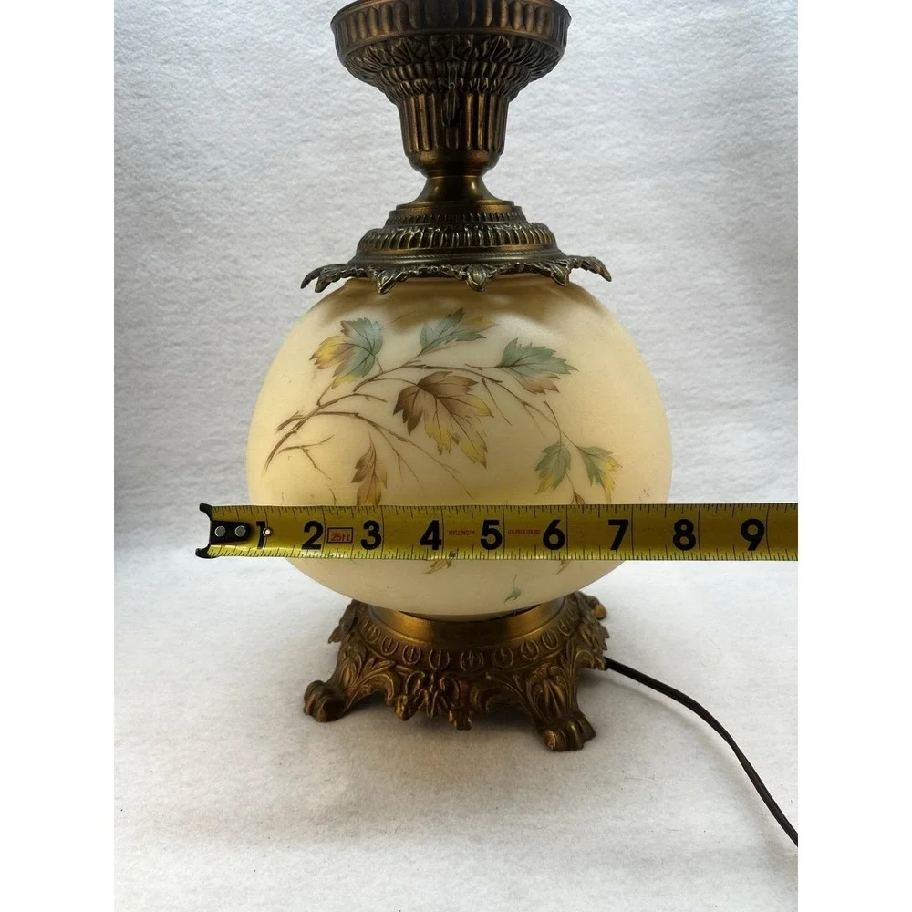 Parlor Lamp-Gone with The Wind -Hand Painted Globe- For Parts- Maple Leaves- VTG